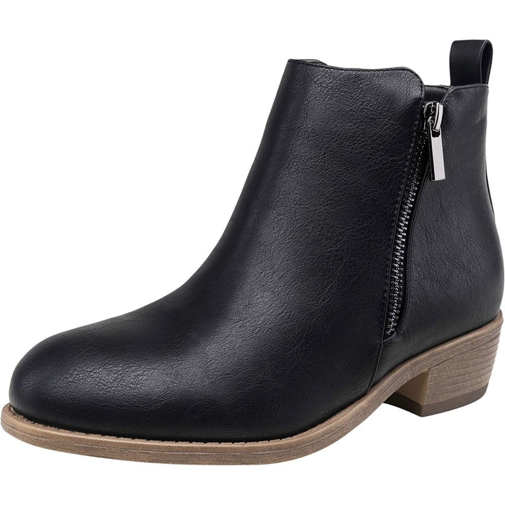 Jeossy Women's Ankle Boots Thick Heel Low Heeled Booties 
Size 8.5 M